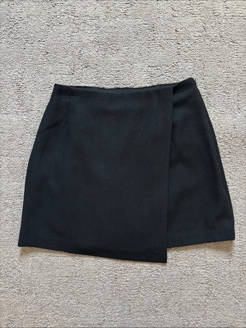 NWT Uniqlo Black Wool Blend Asymmetric Wrap Mini Skort